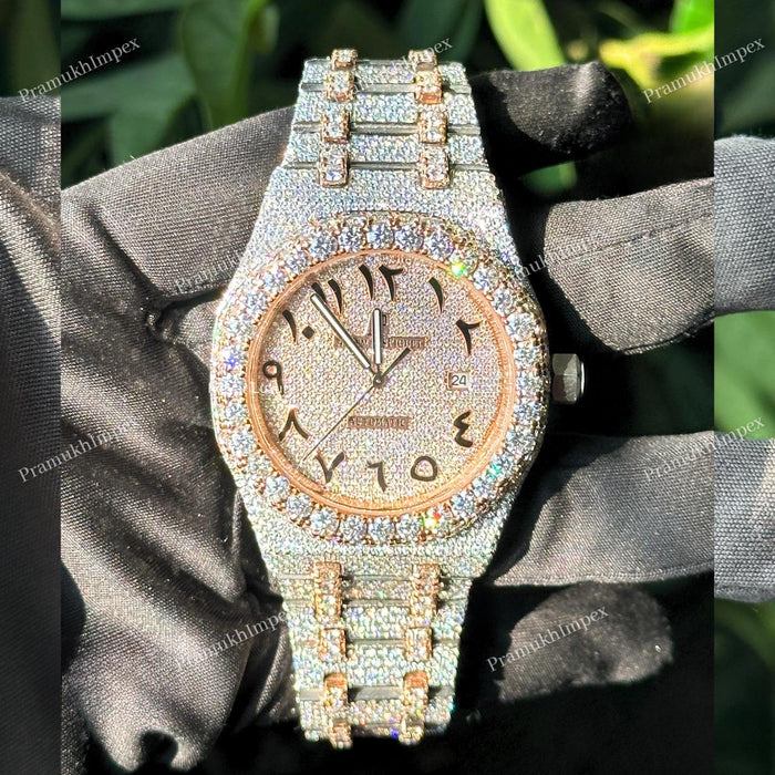 Moissanite Arabic Dial iced Out Watch