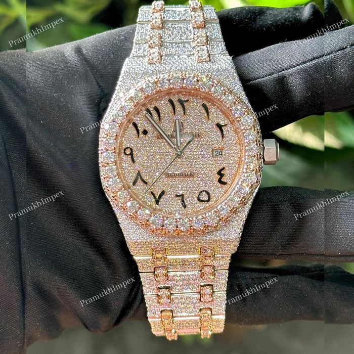 Moissanite Arabic Dial iced Out Watch