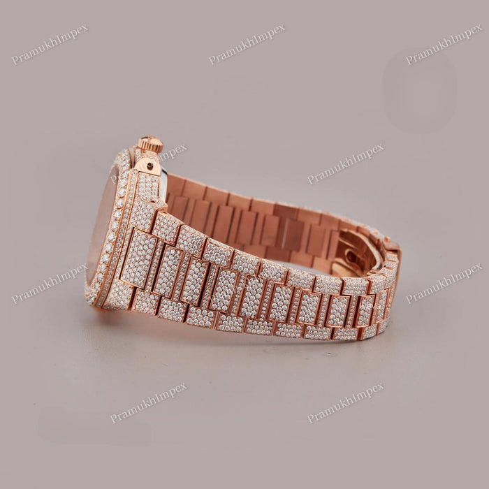 Full Rose Iced Out Custom Moissanite Watch
