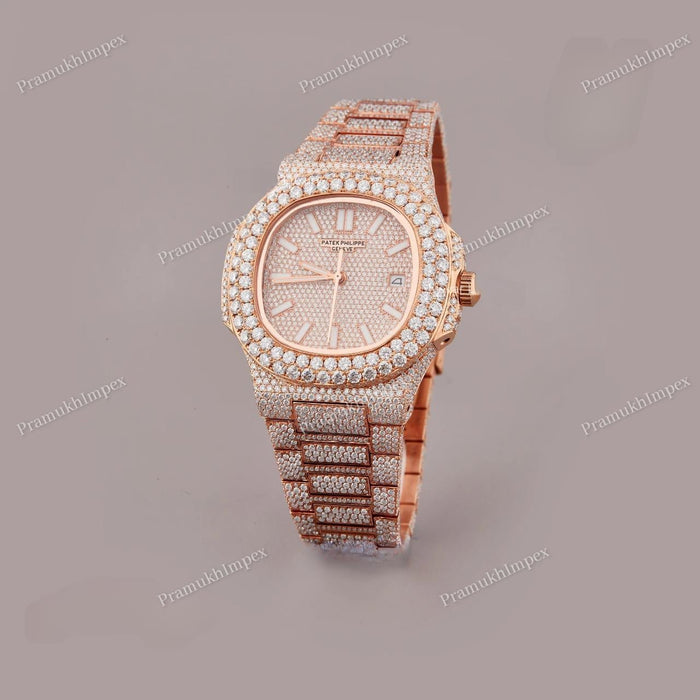 Full Rose Iced Out Custom Moissanite Watch
