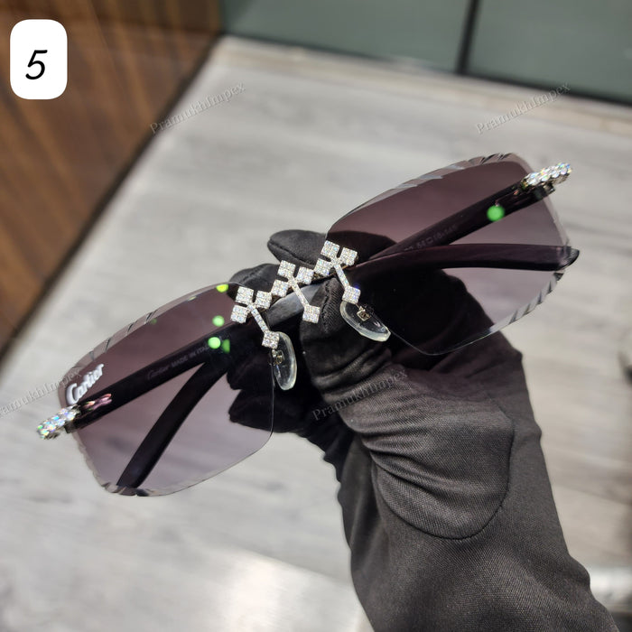 Hip Hop Moissanite Diamond Studded Cross Design Sunglasses