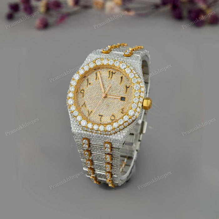 Hip Hop Moissanite Two Tone Watch