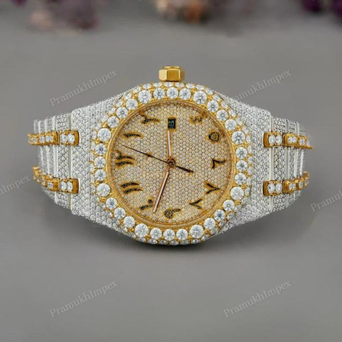 Hip Hop Moissanite Two Tone Watch