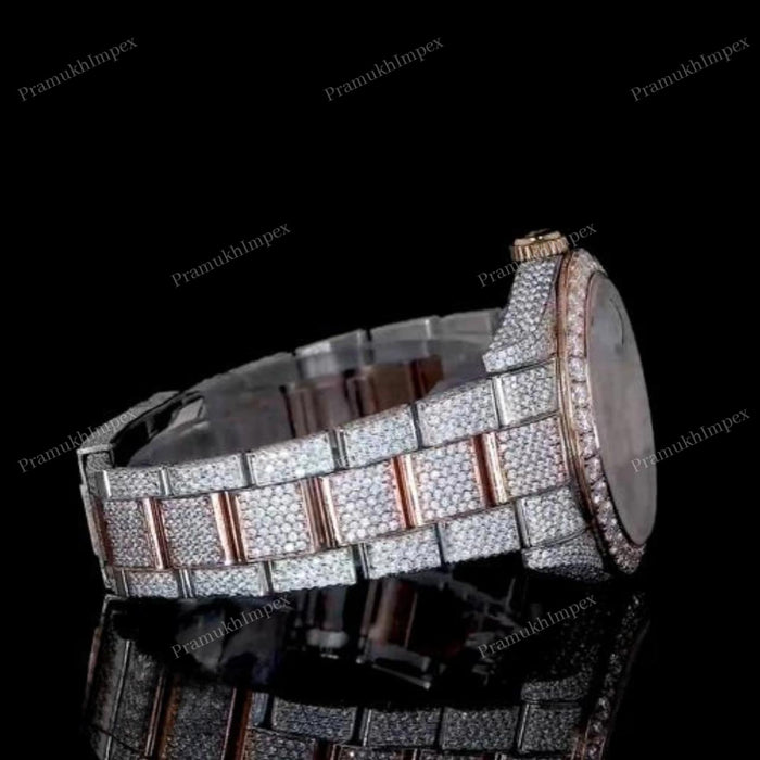 Moissanite Custom Two tone Iced out Watch