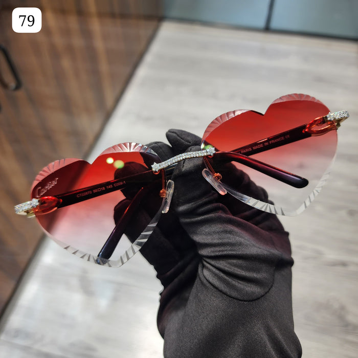 Moissanite Red shades Heart Shape Sunglasses