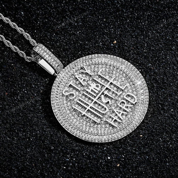 Hip Hop Silver Moissanite Hustle Pendant