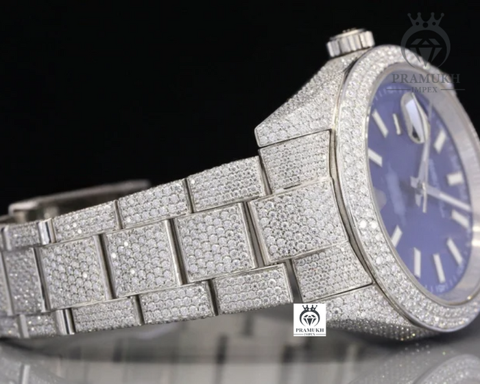 Blue Face Dial Moissanite Pass Diamond Tester Wrist Watch
