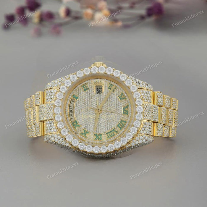 Fully Yellow Moissanite Iced Out Custom Watch