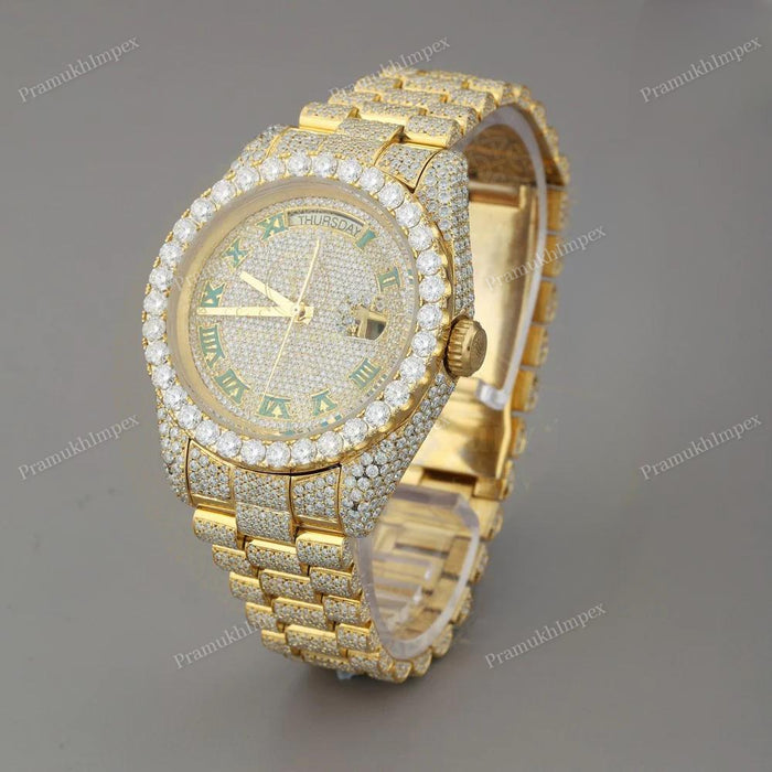 Fully Yellow Moissanite Iced Out Custom Watch