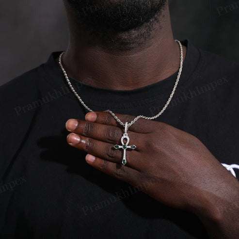 Quality Moissanite 925 Starling Silver Iced Out Ankh Pendant
