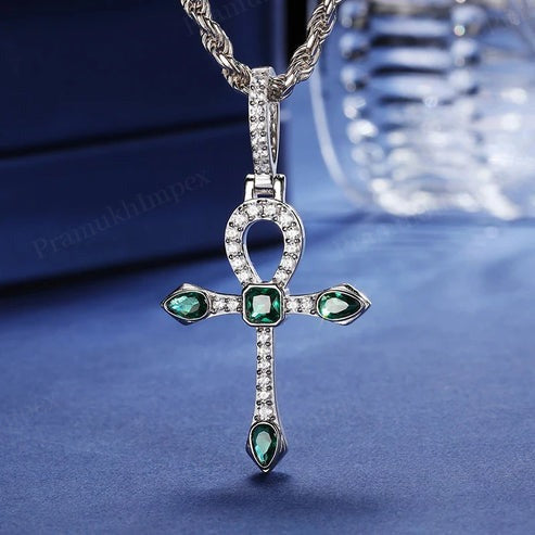 Quality Moissanite 925 Starling Silver Iced Out Ankh Pendant