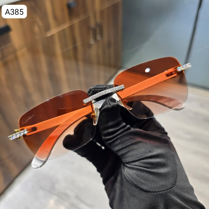 Rectangle Burnt Orange Moissanite Sunglasses