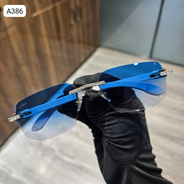 Rectangle Royal Blue Moissanite Sunglasses