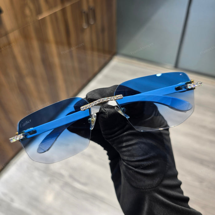 Rectangle Royal Blue Moissanite Sunglasses
