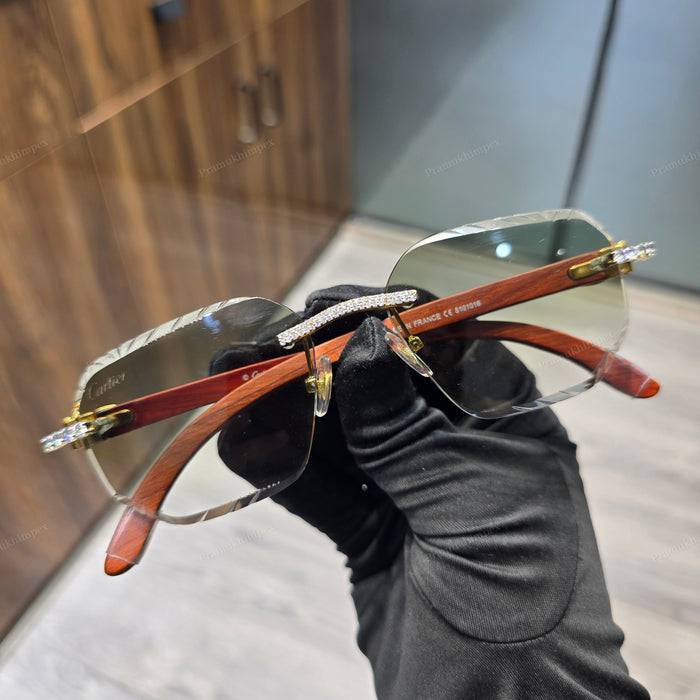 Rectangle Coffee Brown Moissanite Sunglasses