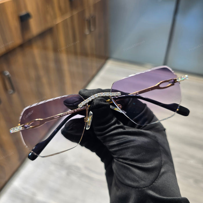 Moissanite Lavender Purple Iced Out Sunglasses