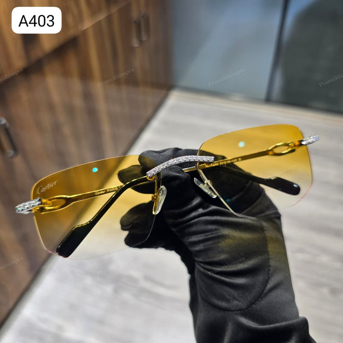 Amber Yellow Moissanite Studded Sunglasses