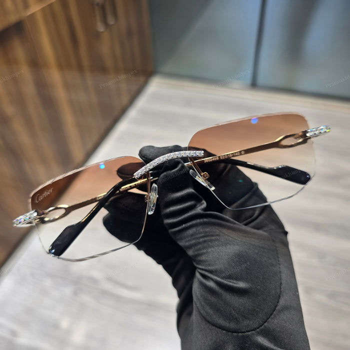 Moissanite Champagne Brown Diamond Sunglasses