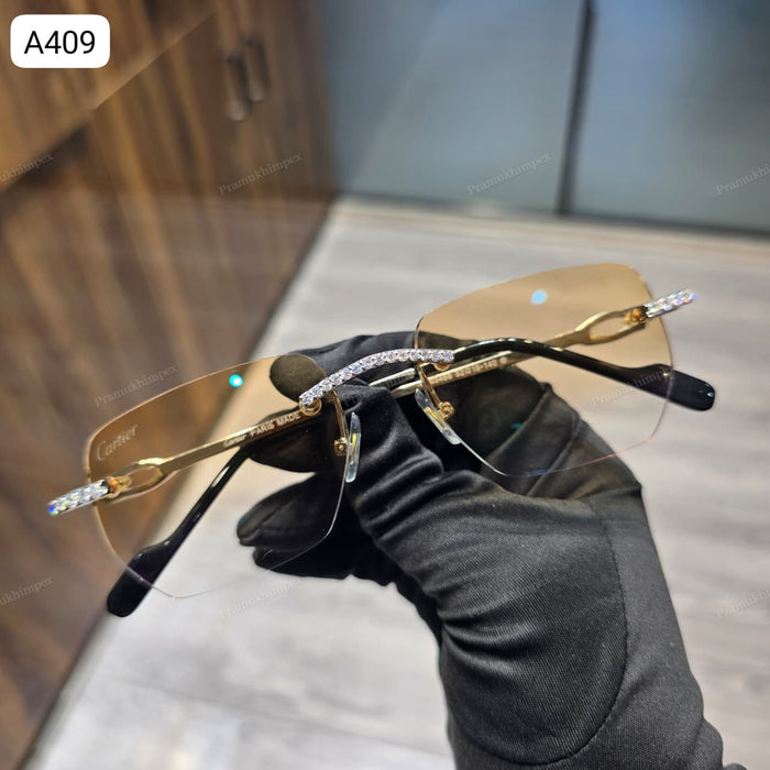 Rectangle Champagne Brown Moissanite Sunglasses