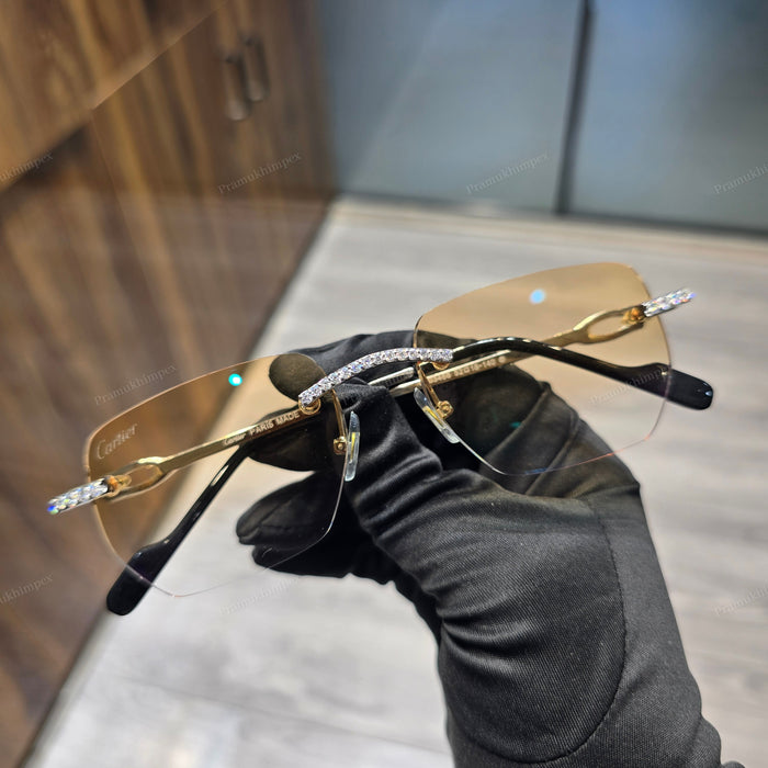 Rectangle Champagne Brown Moissanite Sunglasses