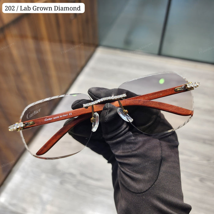 Lab Grown Diamond Rectangle Coffee Brown Sunglasses