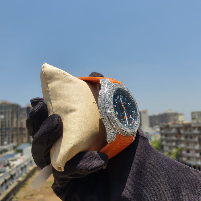 Rose White Orange Belt Moissanite Watch