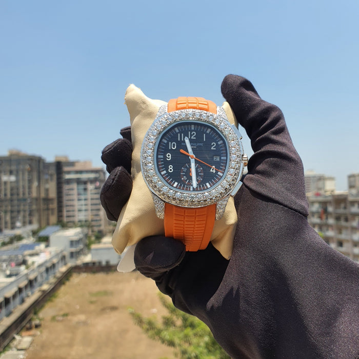 Rose White Orange Belt Moissanite Watch