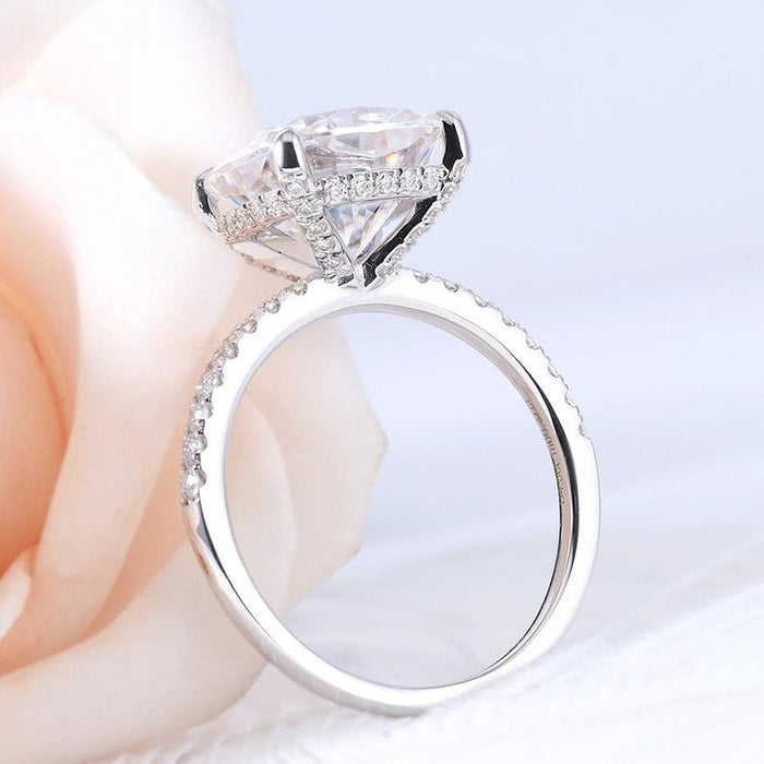 5 ct Cushion Cut , 14k/18k Solid White Gold ring, Engagement Ring, Forever One Moissanite Halo Ring, Diamond Wedding Ring