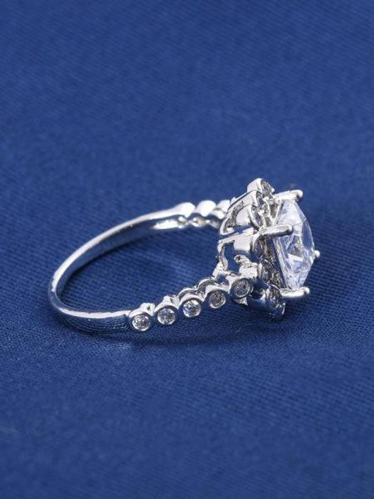 14k Solid White Gold Square Diamond Ring/ Moissanite Engagement Ring/ Art Deco Princess Cut ring, Halo Unique Wedding Ring jewelry
