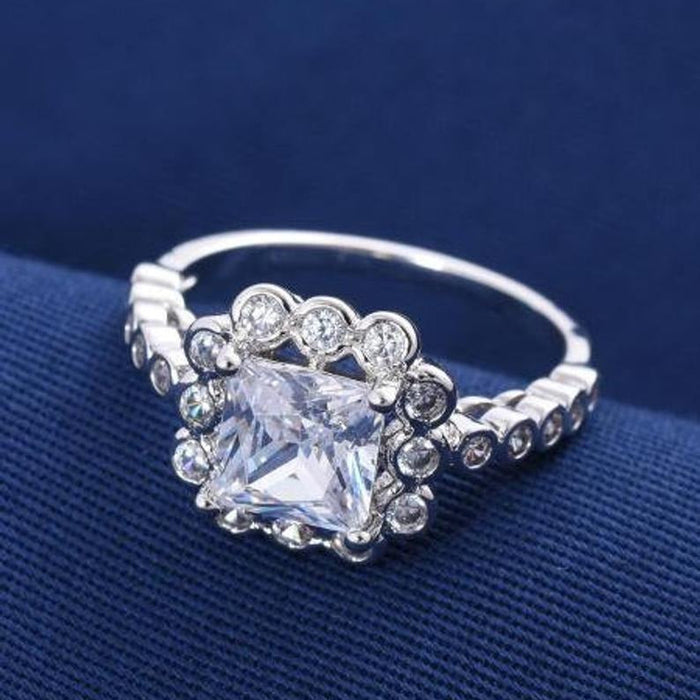 Art Deco Princess Cut Wedding Ring For Women
