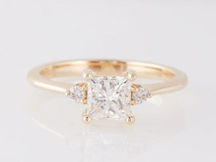 1.00CT Princess cut Esdomera Moissanite pave ring, Unique Love Ring, 14k White Gold Ring, Diamond wedding ring, bridal jewelry gifts