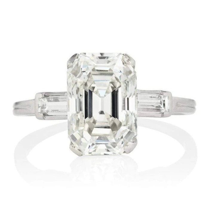 3.80ct Emerald cut Moissanite engagement ring vintage gold engagement ring 14K Yellow Gold Diamond wedding Bridal Promise gift for women