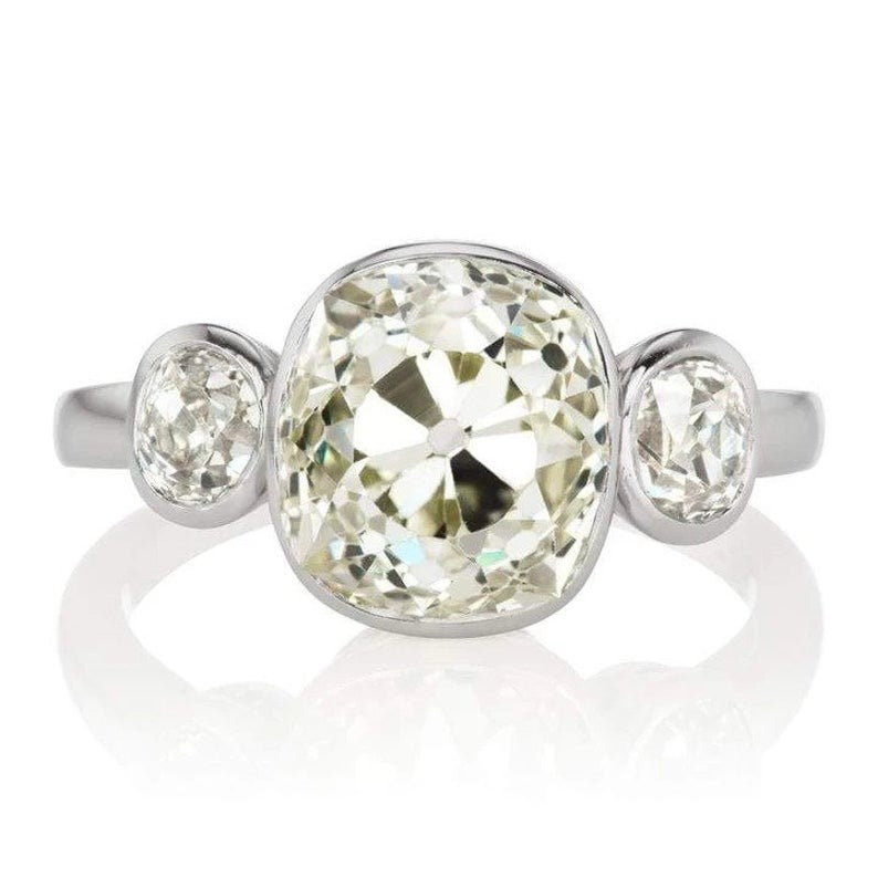 5.84CT Old Mine Cushion Moissanite engagement ring vintage gold White Gold Diamond wedding Bridal Promise gift for women