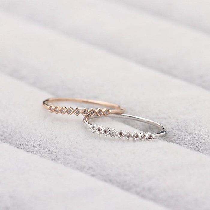 Round cut Moissanite band/ vintage Rose gold Engagement Ring/ half eternity band/ Promise gift for women/ Bridal Matching Stacking band