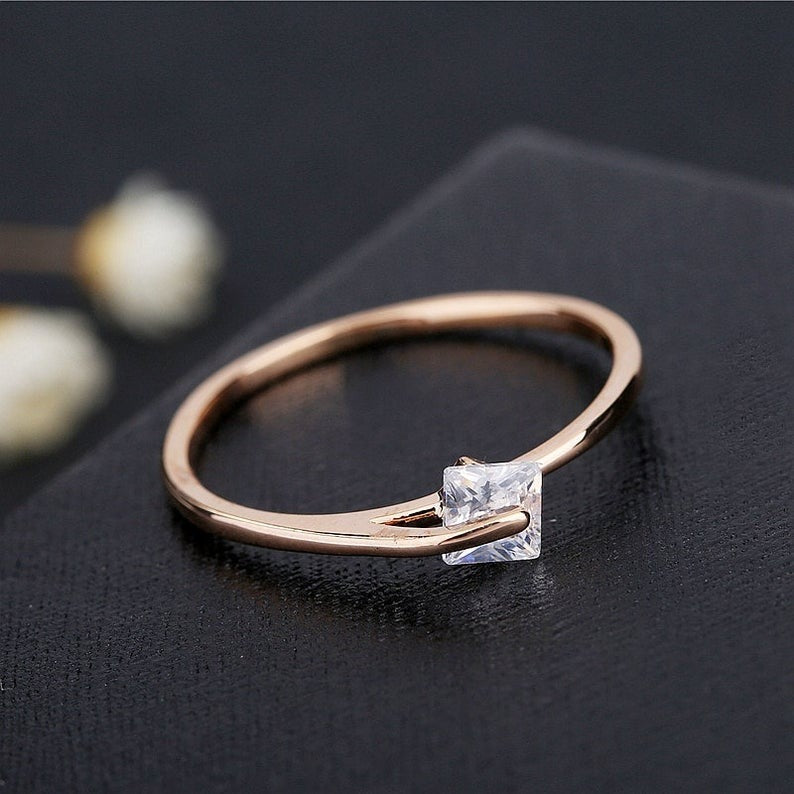 Princess Dainty Ring, Rose Gold simple everyday ring, Stacking Ring, Simple Ring, Sterling Silver Ring, Thin Ring Stacking Band, jewelry