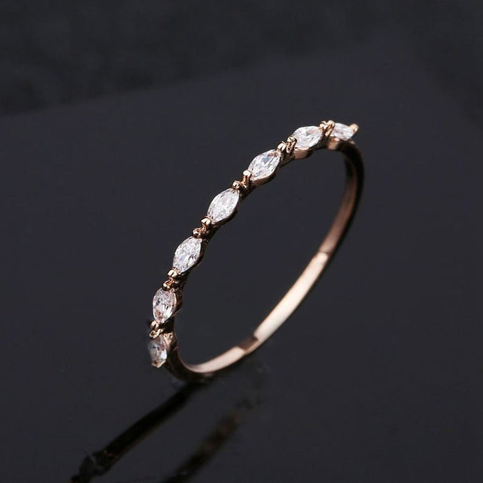 0.35CT Marquise Cut Moissanite Engagement Ring, Rose gold half eternity band, Bridal Matching Stacking ring, Anniversary unique wedding ring