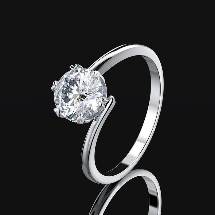 1CT Round Diamond Ring, white gold Moissanite Engagement Ring, wedding Art Deco Ring, stacking anniversary gift For women