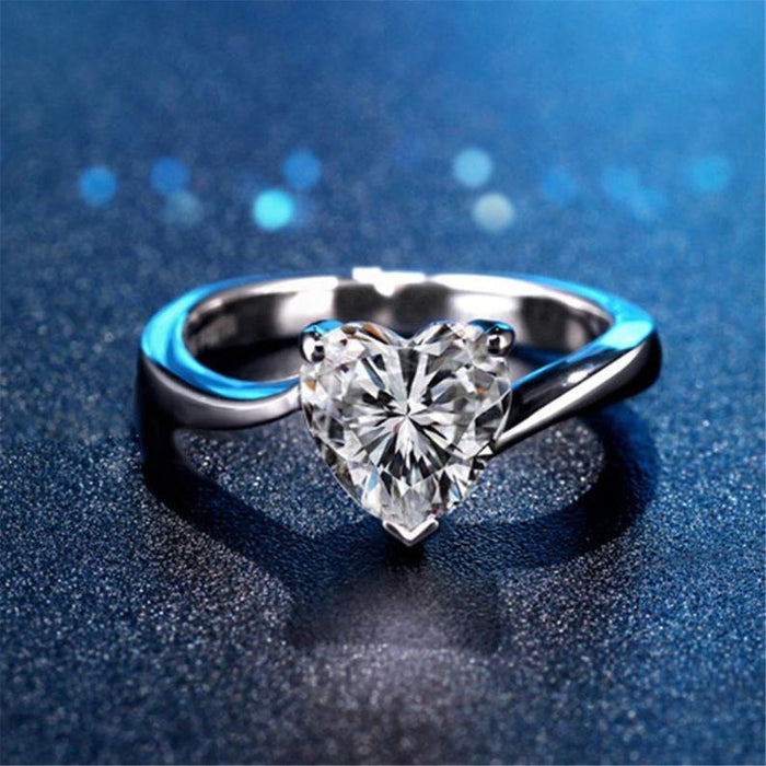 Heart Cut Moissanite Diamond Engagement Ring, White Gold Unique Ring, Dainty Diamond Wedding ring, Anniversary Gift Rings