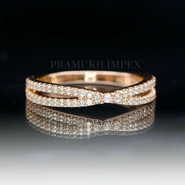 Split Shank Wedding Band, 14k Stakingt Engagement Ring , 0.71ct Half Eternity Stackable Ring,Moissanite Wedding Ring,Art Deco Wedding Band - pramukhimpex