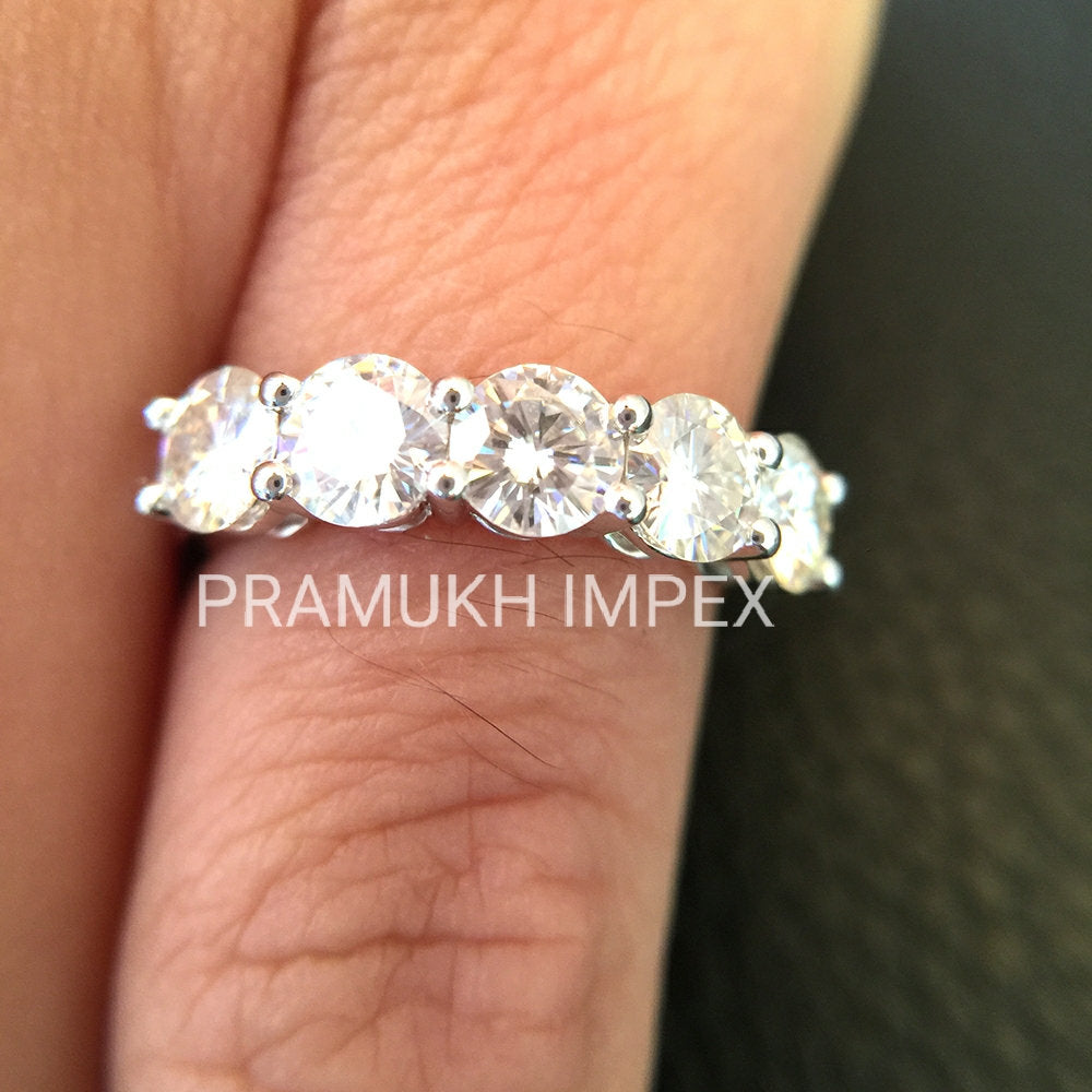 Five stone Moissanite Engagement Ring | 1.50TCW Wedding Ring  | 5 stone engagement ring | Gift for her-Easter - pramukhimpex