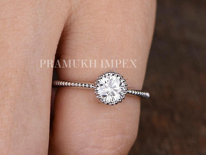 14k Gold Diamond Engagement Ring / 0.50CT Moissanite Wedding Ring / Dainty Diamond Bezel Ring / Solitaire Diamond - pramukhimpex