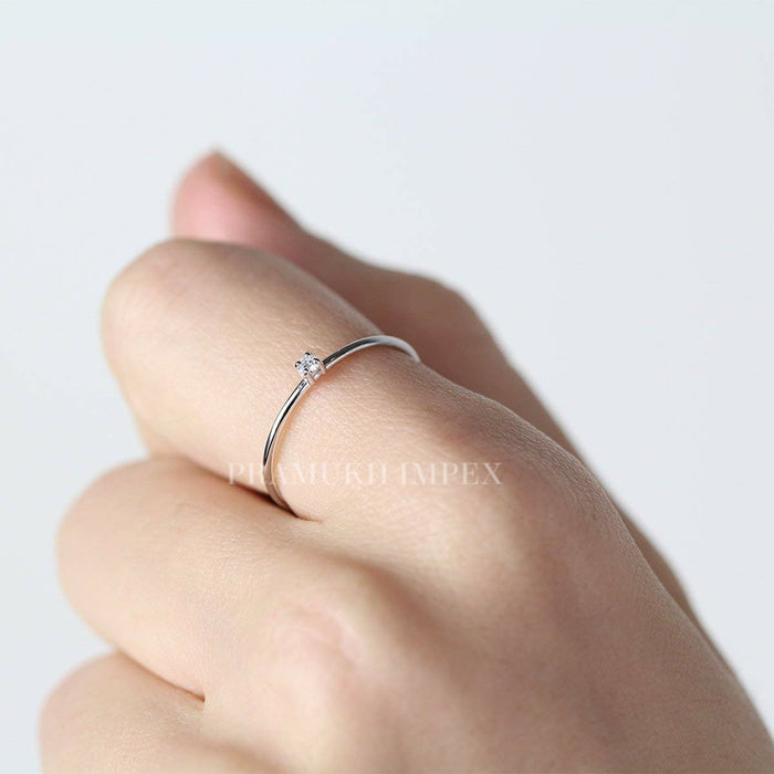 Moissanite Engagement Ring Sterling Silver Vintage Thin Stacking Ring for Women Diamond wedding Bridal anniversary Gifts for Her - pramukhimpex