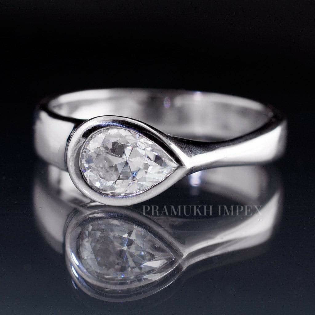 Vintage Moissanite Engagement Ring White Gold Cluster Pear Shape Bezel Engagement Ring Solitaire Diamond wedding For Women anniversary Gift - pramukhimpex
