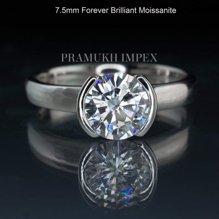 1.50 ct Art deco half bazel moissanite engagement ring vintage Unique Diamond Wedding Ring for women promise anniversary gift on etsy - pramukhimpex