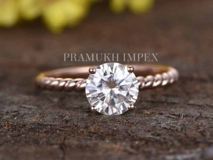 Unique Moissanite Engagement Ring Rose Gold Vintage Cluster Diamond Wedding Ring For Women Anniversary Gifts 1.50CT - pramukhimpex