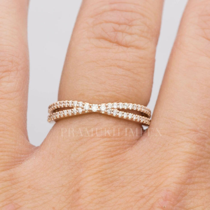 Split Shank Wedding Band, 14k Stakingt Engagement Ring , 0.71ct Half Eternity Stackable Ring,Moissanite Wedding Ring,Art Deco Wedding Band - pramukhimpex