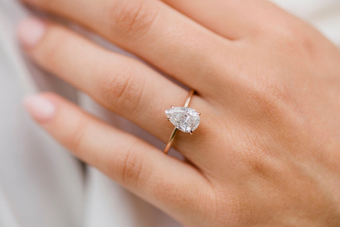 Pear Shape Moissanite Engagement Ring / 14K Solid Gold Ring / Promise ring / 2.25CT White Gold Wedding Ring / Gifts / Anniversary Ring - pramukhimpex