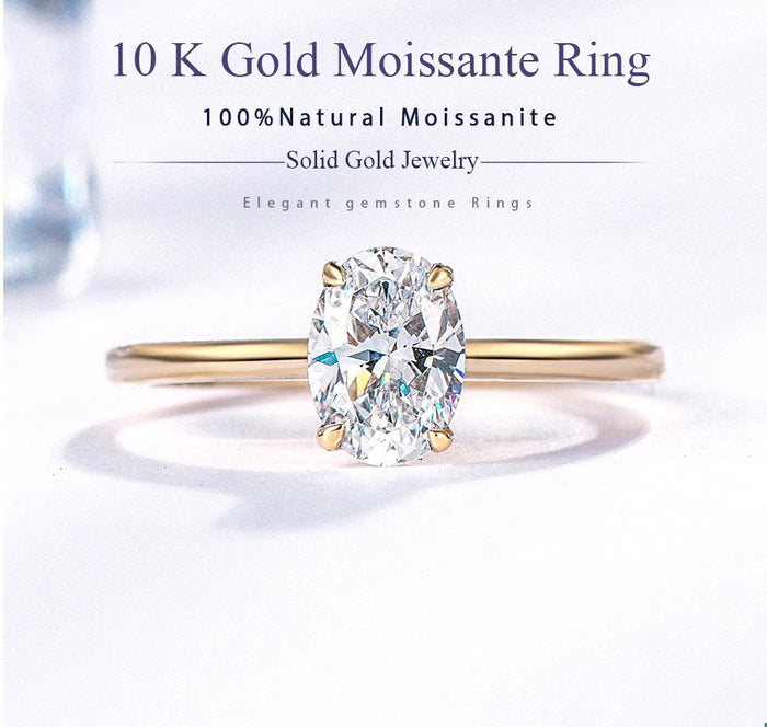 Oval Moissanite Engagement Ring Yellow Gold vintage unique Cluster engagement ring for women Oval diamond wedding Anniversary gift For Her - pramukhimpex