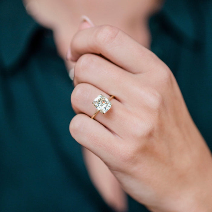 Old Mine Cushion Moissanite Engagement Ring 14K Solid Gold Ring 3.50CT Promise ring Wedding Ring annivarsary Gift - pramukhimpex
