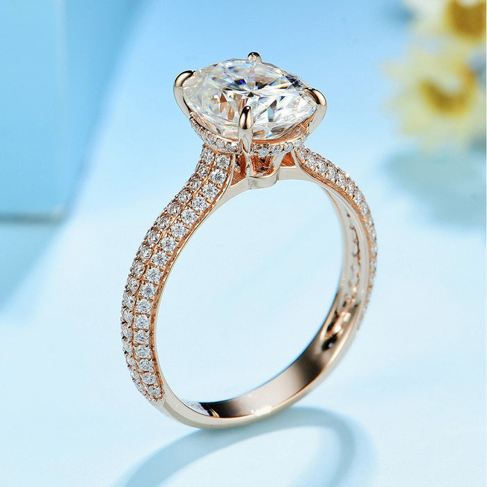 5.82 TCW Oval shape moissanite engagement ring solid 14k Rose Gold Vintage Unique Cluster Diamond Wedding band For Women Anniversary Gift - pramukhimpex